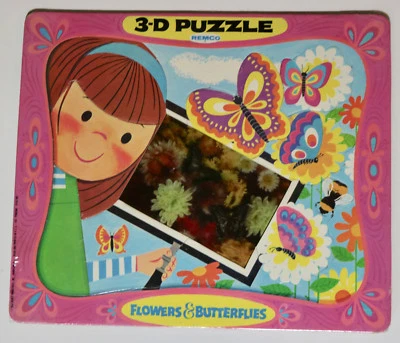 3-D Puzzle Remco 1968 Blumen und Schmetterlinge - Bild 1 von 3