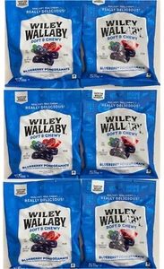 6x Bags Wiley Wallaby Soft & Chewy Blueberry Pomegranate Gourmet Licorice 4oz - Picture 1 of 9