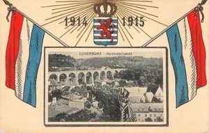 Luxembourg Nordbahnviadukt Railway Coat of Arms Flags 1914 1915 Vintage Postcard - Picture 1 of 2