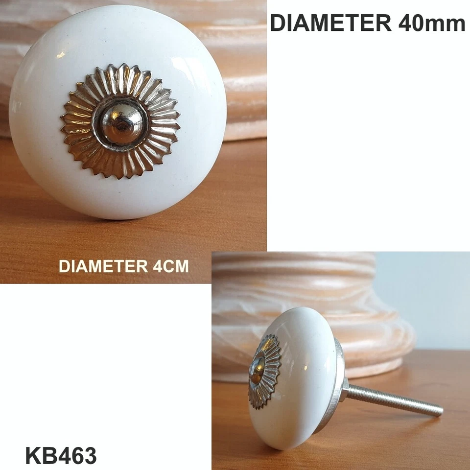 SHABBY CHIC BLACK & WHITE DOOR KNOBS CERAMIC CUPBOARD HANDLES DRAWER PULLS K1 - Image 1 of 1