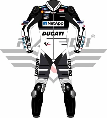 ANDREA DOVIZIOSO DUCATI NETAPP 2018 MODEL MOTOGP MOTORBIKE LEATHER RACING SUIT  - Image 1 of 4