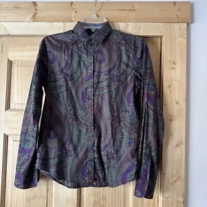 Lauren Ralph Lauren Purple Paisley Button Up Long Sleeve Top Size Small - Picture 1 of 7