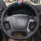 Black Leather DIY Car Steering Wheel Cover for Hyundai Santa Fe 2006-12