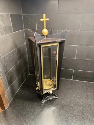 Outdoor Copper/Brass Beveled Glass Tombstone Memorial Lantern LegendUrn - Image 1 of 4