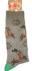 Calcetines de vacaciones para hombre K.Bell Kbell gris copo de nieve renos mezcla de algodón 10-13 - Imagen 1 de 2