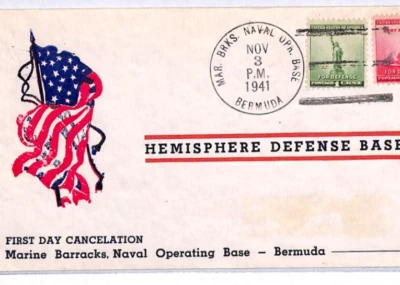 USA/*BERMUDA* WW2 Cover MARINE BARRACKS Duplex 1941 First Day Cancel FLAGS YD324 - Image 1 of 4