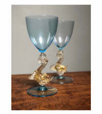 Murano Glass. Venetian Dolphin Goblets. Early 20th century.
