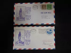 Two First Flight Covers, Baton Rouge, Louisiana, 1932, to N. O. & Beaumont - Picture 1 of 6