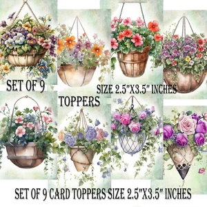Tapas de tarjetas para hacer tarjetas cestas colgantes flores álbum de recortes diario - Imagen 1 de 3