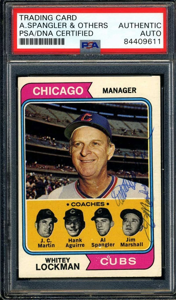 Cubs Team Coaches PSA DNA Coa Signed By 2 1974 Topps Autograph - Image 1 of 1