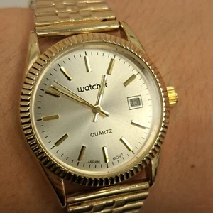 Vintage Watch-it Men Gold Tone Fluted Bezel Analog Quartz Watch Hour~New Battery - Picture 1 of 9