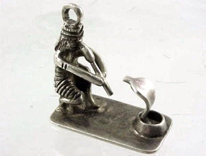 Vintage Sterling Silver COBRA SNAKE CHARMER Charm - Picture 1 of 5