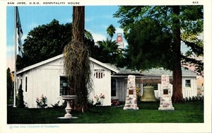 SAN JOSE CALIFORNIA USO HOSPITALITY HOUSE BUILT IN ONE DAY 1940s LINEN E7 - Picture 1 of 2