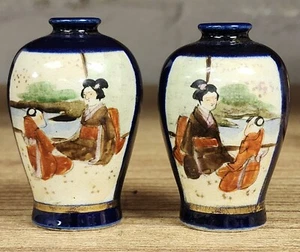 Paar Vintage japanische Satsuma Schrank Vasen - Bild 1 von 7