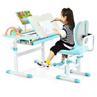 Kids Table And Chair Set Height-adjustable Children Study Desk W/tilt Desktop