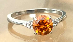 Moissanite Diamond Rings 6.5mm Round 1ct  14k Gold or Rhodium Over  Solid Silver - Picture 1 of 36