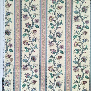 VTG Jacobean Floral Stripe Decor Fabric Multi On Ivory House N Home 1985 2 YDS - Picture 1 of 21