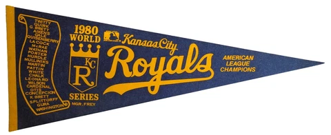 Vintage 1980 Kansas City Royals American League Champs 30x12 Felt Pennant Cover