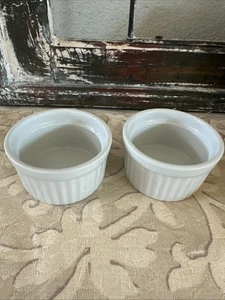 2-Ramekin Classic White Mini Cordon Bleu Ribbed 2.5” - Picture 1 of 3