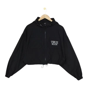 Chaqueta deportiva True Religion para mujer talla L negra de gran tamaño recortada ligera - Imagen 1 de 15