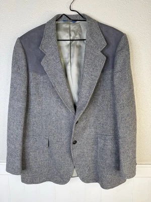 Blazer Pendleton De Colección Para Hombre 44 Lana Azul Gris EE. UU. 70s Western Yugo Parche Codo Foto 1 de 4