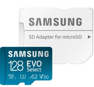 Samsung EVO Select 128GB microSDXC UHS-I Memory Card (with SD Adapter) - Photo 1 sur 3