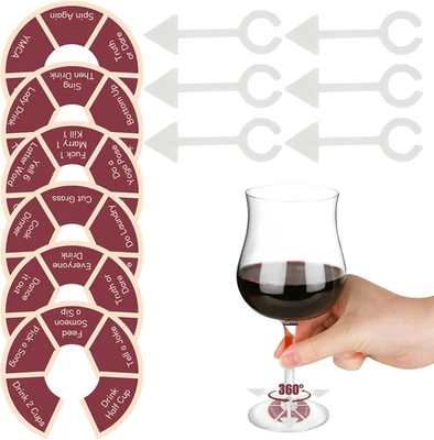 Juegos de beber Wine Not Spin-Fun para adultos, 6 piezas copa de vino giratoria fiesta diversión A Foto 1 de 4