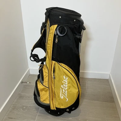 Vintage Titleist Yellow Stand Bag 4-Way Top Dual Strap Carry READ Handle Rip - Image 1 of 4