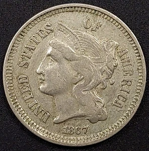 1867 Three Cent Piece, nickel composition! - Picture 1 of 4