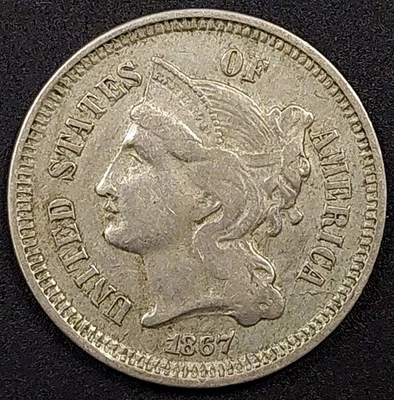 1867 Three Cent Piece, nickel composition! - Image 1 of 4