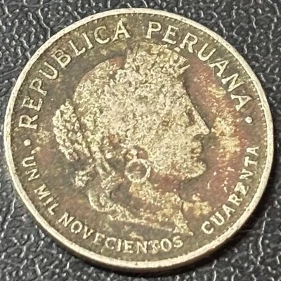 1940 Peru 10 Centavos Coin – Peru – Authentic Vintage Circulated World Coin 10C - Image 1 of 2