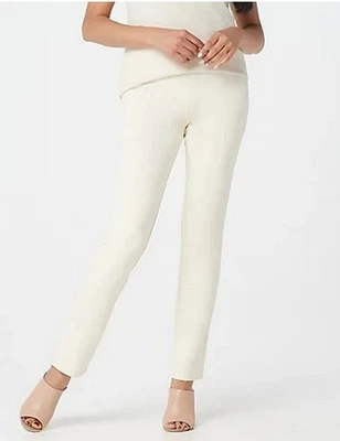 Calça Perna Fina Feminina com Controle Marfim Petite Ponte Royale Nova - Imagem 1 de 4