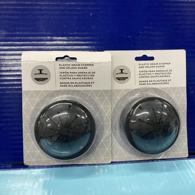 2X Plastic Drain Stopper Disposal & Splash Guard Black 1025 - Image 1 of 2
