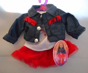My Life As Rodeo Girl Western Outfit Red Skirt Denim Jacket Shirt Fits 18" Dolls - Picture 1 of 4