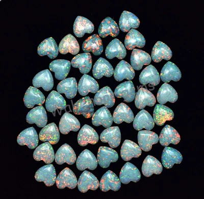 Piedra preciosa certificada corazón 8 mm juego de colores ópalo de fuego blanco natural 50 piezas Foto 1 de 4