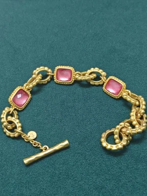Julie Vos Gold Marbella Iridescent Pink Crystal Bracelet - Image 1 of 2