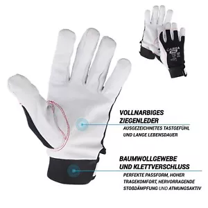 Guantes de trabajo guantes de montaje de cuero guantes de cuero de cabra talla 8-11 - Imagen 1 de 8