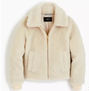 NWT J.Crew Plush fleece bomber jacket In Scottish Lamb XS - Picture 1 of 5