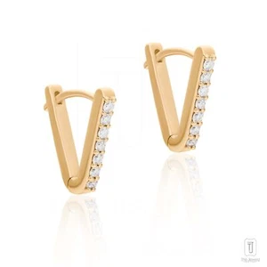Pendientes Huggie Oro 14K 0.21 CT VS/F-G Diamante Forma Triángulo - The Jewelz - Imagen 1 de 7