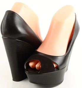 $780 SERGIO ROSSI AZ5929 Brown Leather Designer Platform Wedge Pumps 8 EUR 38.5 - Picture 1 of 4