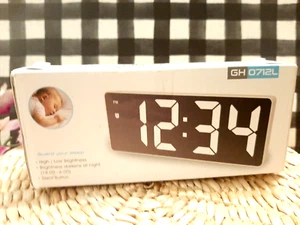 LED DIGITAL ALARM , DESK CLOCK White 6" Calendar, Temperature , Snooze, 12/24 - Picture 1 of 3