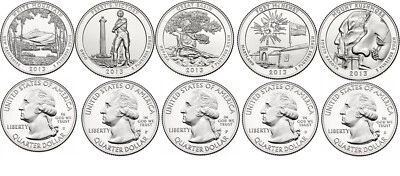 2013 P & D ATB Clad Circulating Quarter Set ☆☆ US Mint ☆☆ 10 Coin Set  ☆☆ - Image 1 of 2