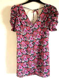 New TopShop Petite Floral Print Ruched Short Sleeve Floaty Dress UK 12 - Picture 1 of 8