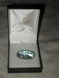 A Lovely Sterling Silver Oval Paua,Abalone Shell & Diamante Decorative Brooch - Bild 1 von 5
