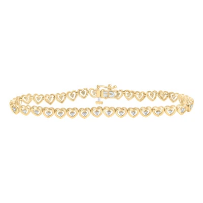 Brazalete corazón diamante redondo oro amarillo 10K para mujer 1/4 Cttw Foto 1 de 2