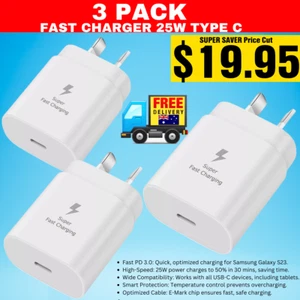 3 PACK Type C Fast Wall Charger USB-C Power Adapter iPhone Samsung AU30%OFF - Picture 1 of 23