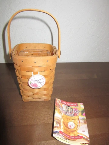 Longaberger 1998 Horizon Of Hope Basket w Protector, Tie on & Product Card Cover