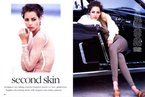 1990 Arthur Elgort Christy Turlington 4 páginas editorial de revista - segundo piel - Imagen 1 de 2
