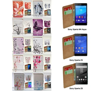 For Sony Xperia Series - Butterfly Vector Print Wallet Mobile Phone Case Cover - Picture 1 of 21