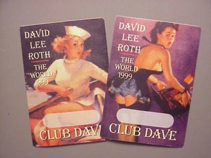 David Lee Roth satinado backstage pases 2 AUTÉNTICOS 1999 ¡Club Dave! - Imagen 1 de 1